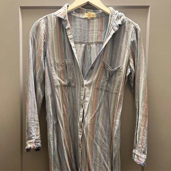 Anthropologie Cloth and Stone Linen Button Down Shirt Dress Size Small - Picture 2 of 3